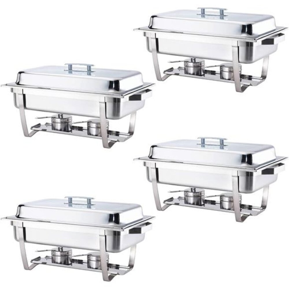 4 Pack 8QT Chafing Dish High Grade Stainless Steel Chafer Complete Set
